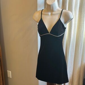 Wild Fable Black Faux Velvet Cocktail Dress with Rhinestone Detailing